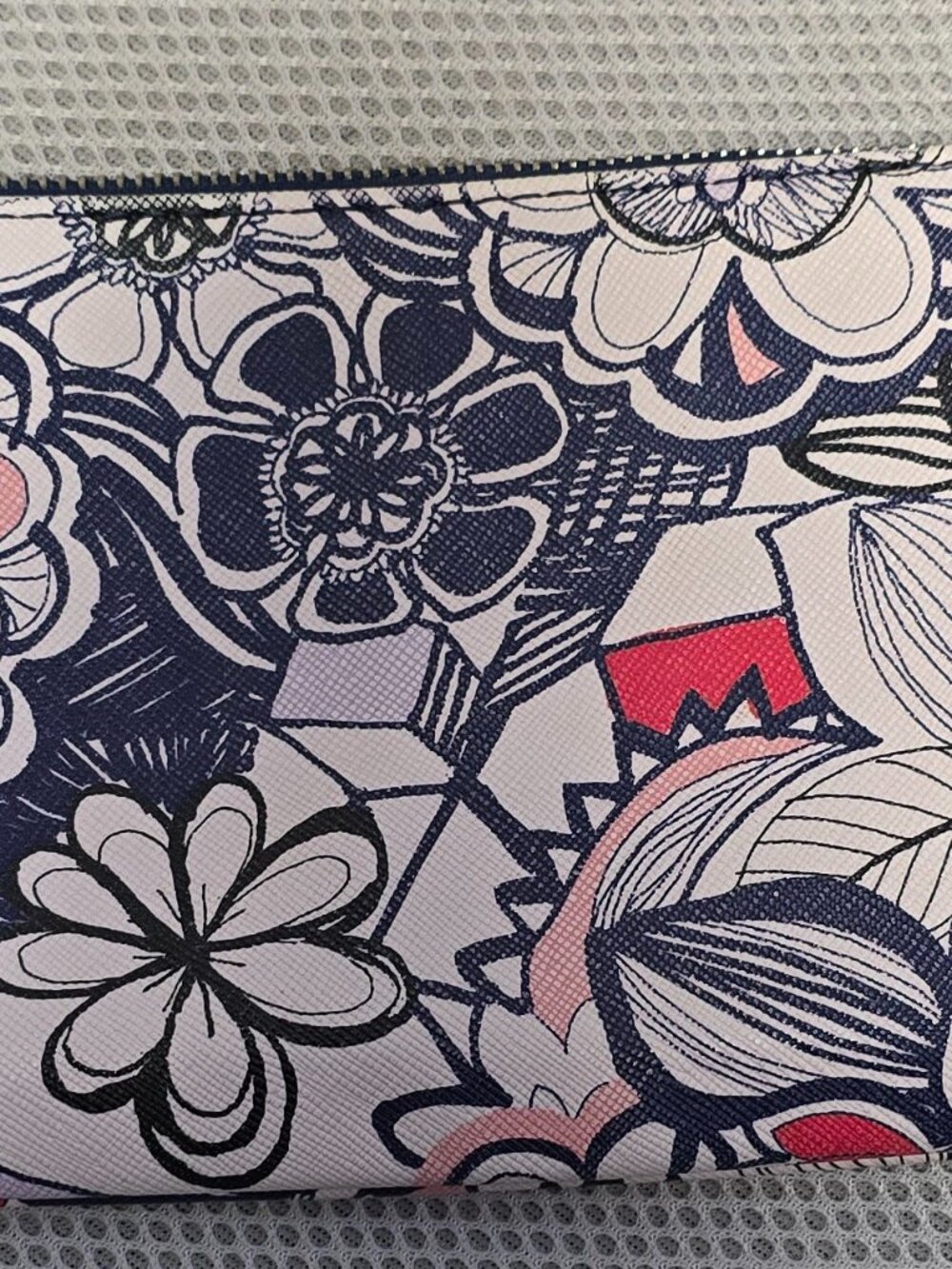 Express Floral Wristlet Pouch Navy Blue White Pink